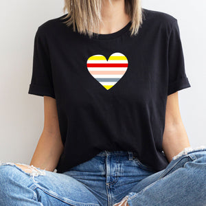 Heart Graphic T-Shirt, Valentine's Day Gift, Modern Heart Design, Happy Valentine's Day Shirt, Rainbow Valentine's Day Black Shirt
