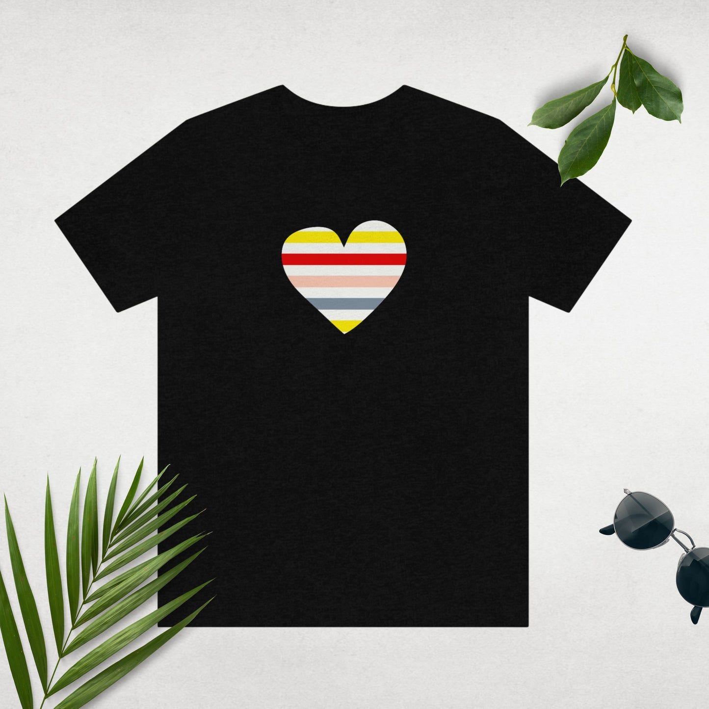 Heart Striped Rainbow Graphic T-Shirt