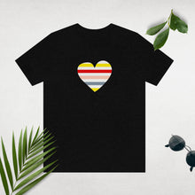 Load image into Gallery viewer, Heart Graphic T-Shirt, Valentine&#39;s Day Gift, Modern Heart Design, Happy Valentine&#39;s Day Shirt, Rainbow Valentine&#39;s Day Black Shirt